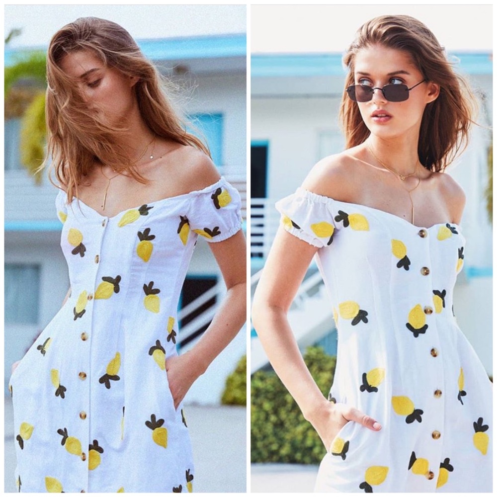 NEW Red Carter Linen Nora Lemon dress